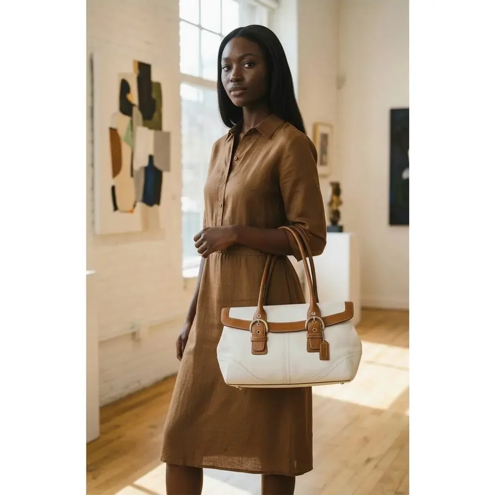 Vintage Coach 9636 Soho Leather Flap Satchel Bag & 7734 Large Leather Wristlet